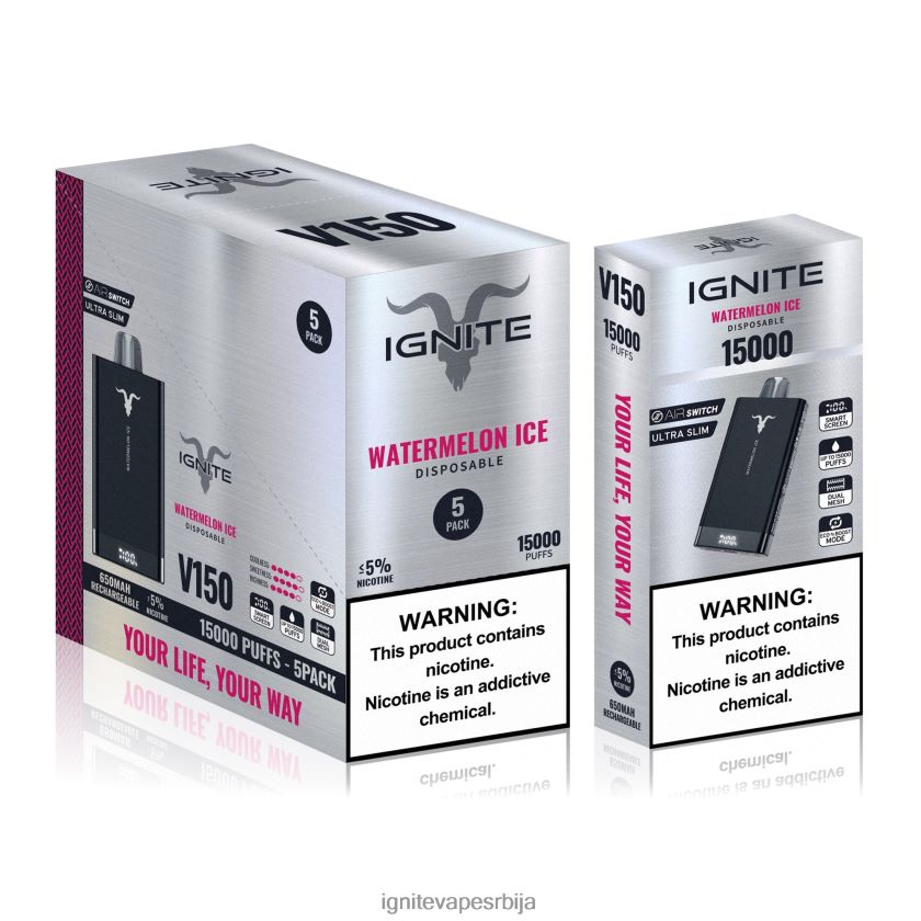 IGNITE V150 вапе оловка 5 ком лед од лубенице Ignite Vape Store L42H94