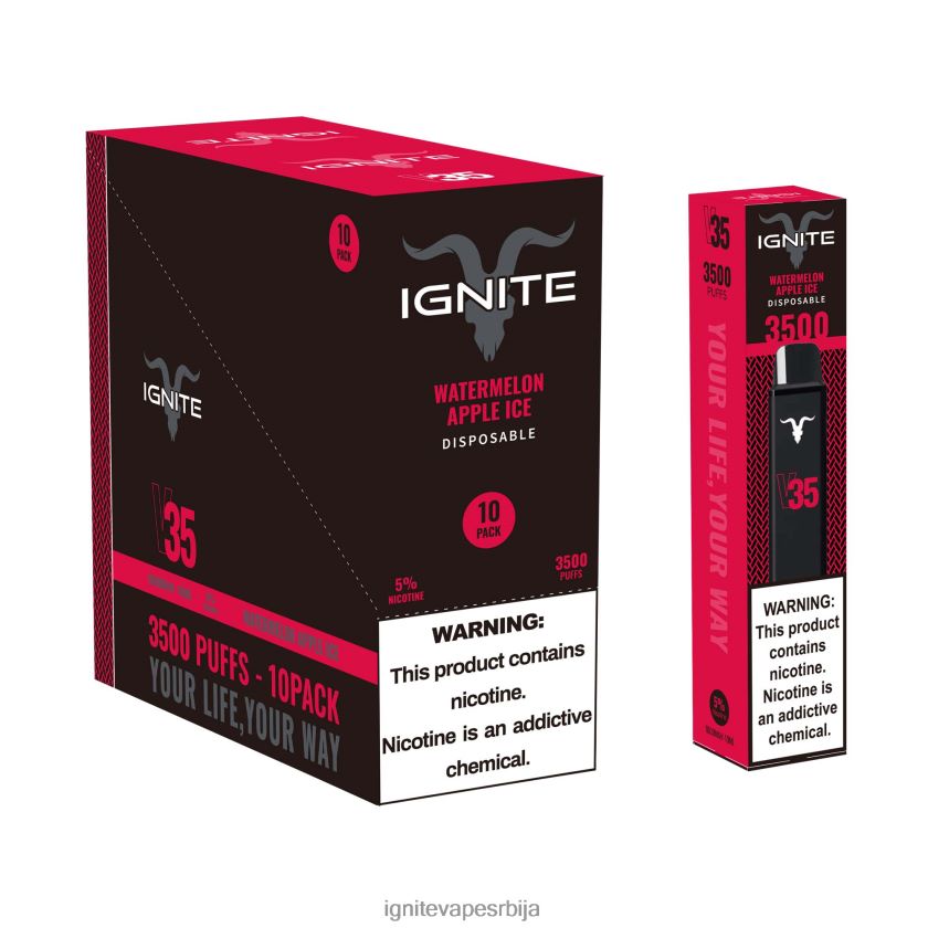 IGNITE V35 вапе оловка 10 ком лубеница јабука лед Ignite Vape Sales L42H129